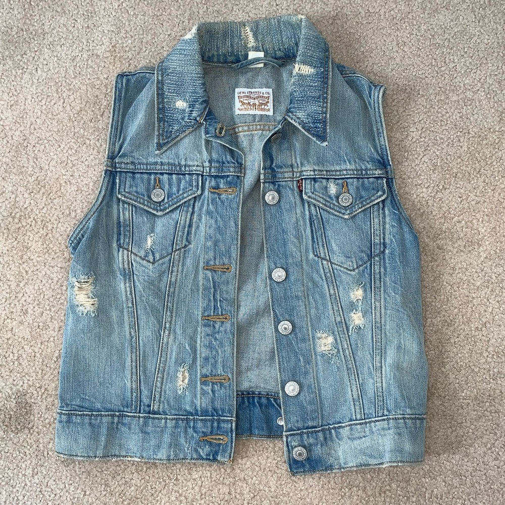Levi’s distressed trucker vest